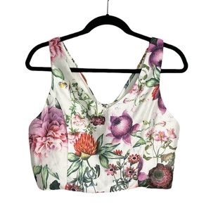 🛍True Decadence Multi Color Floral V Neck Summer Crop Top NWT